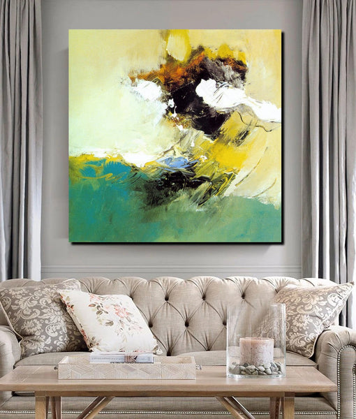 Acrylic Painting for Bedroom, Modern Canvas Painting, Contemporary Artwork, Green Abstract Acrylic Paintings, Hand Painted Canvas Art-ArtWorkCrafts.com