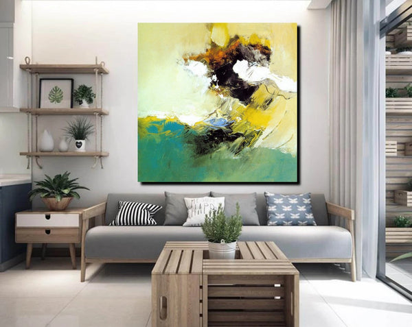 Acrylic Painting for Bedroom, Modern Canvas Painting, Contemporary Artwork, Green Abstract Acrylic Paintings, Hand Painted Canvas Art-ArtWorkCrafts.com