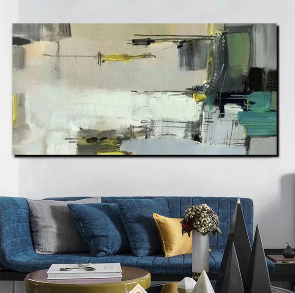 Acrylic Abstract Painting Behind Sofa, Large Painting on Canvas, Living Room Wall Art Paintings, Buy Paintings Online, Acrylic Painting for Sale-ArtWorkCrafts.com