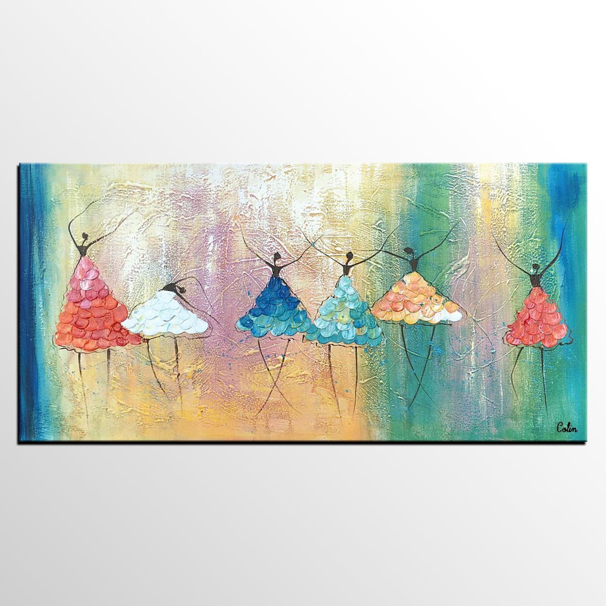 Simple Wall Art Ideas for Living Room, Ballet Dancer Painting, Large Acrylic Painting, Custom Canvas Painting, Modern Abstract Painting-ArtWorkCrafts.com