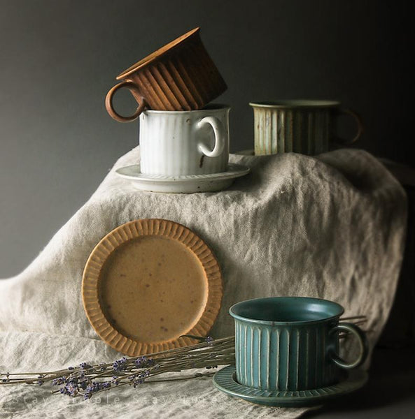 Cappuccino Coffee Mug, Pottery Coffee Cups, Latte Coffee Cup, Tea Cup, Ceramic Coffee Cup, Coffee Cup and Saucer Set-ArtWorkCrafts.com