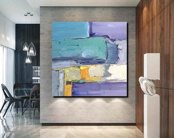 Canvas Painting for Living Room, Simple Modern Paintings, Blue Abstract Modern Paintings, Acrylic Painting on Canvas, Hand Painted Canvas Art-ArtWorkCrafts.com