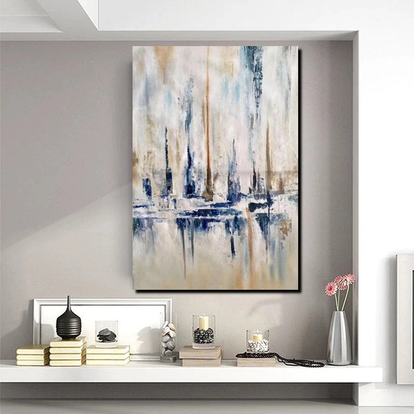 Abstract Sail Boat Painting, Large Wall Art for Living Room, Acrylic Canvas Paintings, Modern Wall Art Paintings, Contemporary Painting-ArtWorkCrafts.com