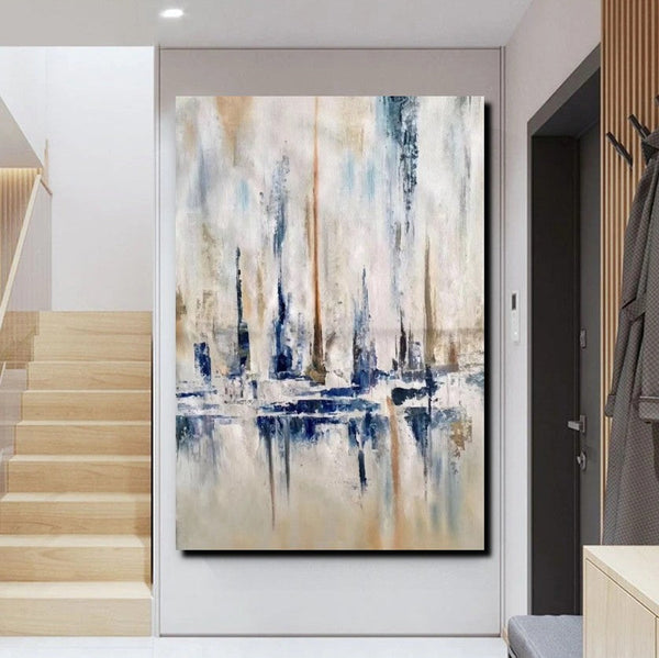Abstract Sail Boat Painting, Large Wall Art for Living Room, Acrylic Canvas Paintings, Modern Wall Art Paintings, Contemporary Painting-ArtWorkCrafts.com