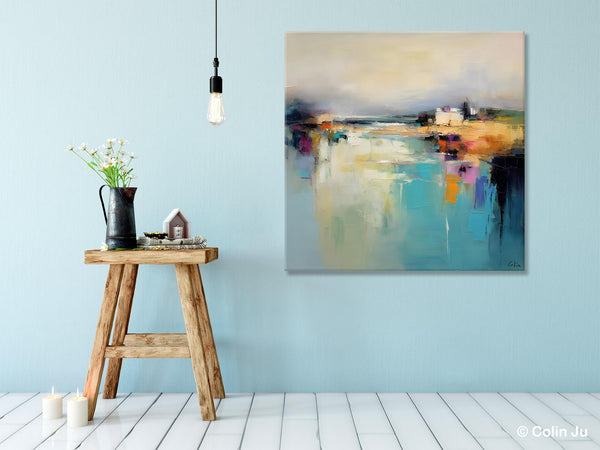 Abstract Landscape Painting on Canvas, Extra Large Original Artwork, Large Paintings for Bedroom, Oversized Contemporary Wall Art Paintings-ArtWorkCrafts.com