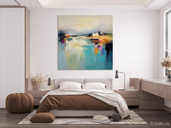Abstract Landscape Painting on Canvas, Extra Large Original Artwork, Large Paintings for Bedroom, Oversized Contemporary Wall Art Paintings-ArtWorkCrafts.com