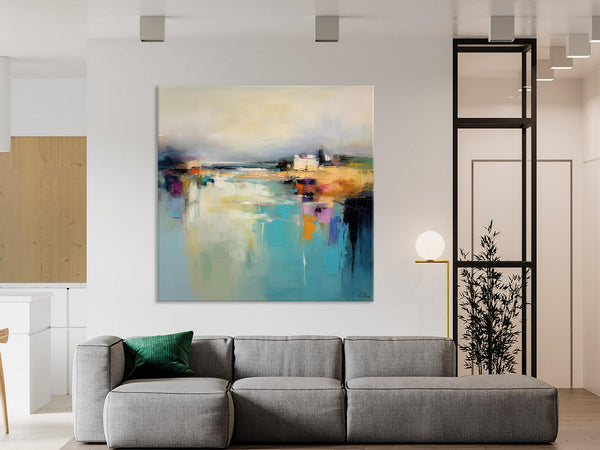 Abstract Landscape Painting on Canvas, Extra Large Original Artwork, Large Paintings for Bedroom, Oversized Contemporary Wall Art Paintings-ArtWorkCrafts.com