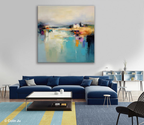 Abstract Landscape Painting on Canvas, Extra Large Original Artwork, Large Paintings for Bedroom, Oversized Contemporary Wall Art Paintings-ArtWorkCrafts.com