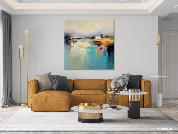 Abstract Landscape Painting on Canvas, Extra Large Original Artwork, Large Paintings for Bedroom, Oversized Contemporary Wall Art Paintings-ArtWorkCrafts.com