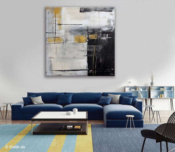 Simple Modern Original Artwork, Large Paintings for Bedroom, Abstract Landscape Painting on Canvas, Oversized Contemporary Wall Art Paintings-ArtWorkCrafts.com