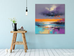 Huge Painting for Living Room, Original Landscape Canvas Art, Contemporary Oil Painting on Canvas, Oversized Landscape Wall Art Paintings-ArtWorkCrafts.com