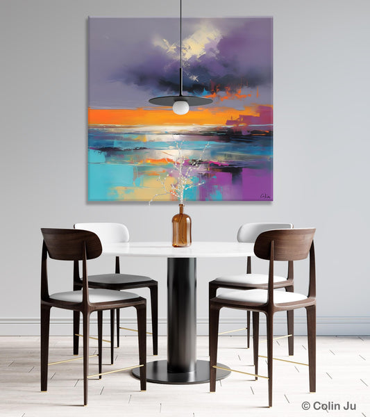 Huge Painting for Living Room, Original Landscape Canvas Art, Contemporary Oil Painting on Canvas, Oversized Landscape Wall Art Paintings-ArtWorkCrafts.com