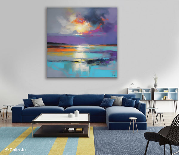 Large Abstract Painting for Living Room, Original Abstract Wall Art, Landscape Acrylic Art, Landscape Canvas Art, Hand Painted Canvas Art-ArtWorkCrafts.com