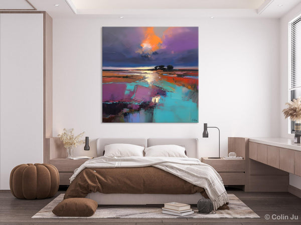 Canvas Painting for Living Room, Original Modern Wall Art Painting, Abstract Landscape Paintings, Oversized Contemporary Abstract Artwork-ArtWorkCrafts.com