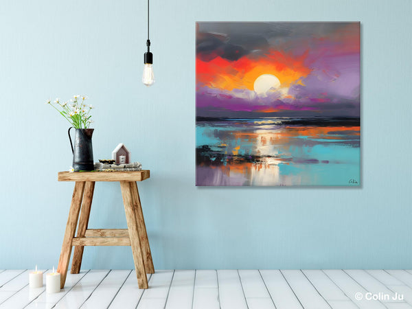Large Landscape Painting for Living Room, Original Abstract Landscape Wall Art, Landscape Canvas Art, Hand Painted Canvas Paintings-ArtWorkCrafts.com