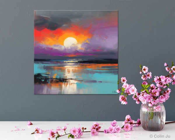 Large Landscape Painting for Living Room, Original Abstract Landscape Wall Art, Landscape Canvas Art, Hand Painted Canvas Paintings-ArtWorkCrafts.com