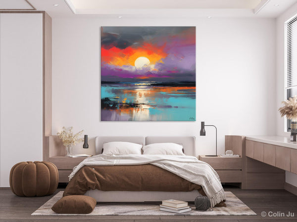 Large Landscape Painting for Living Room, Original Abstract Landscape Wall Art, Landscape Canvas Art, Hand Painted Canvas Paintings-ArtWorkCrafts.com