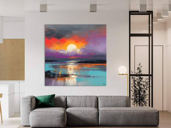 Large Landscape Painting for Living Room, Original Abstract Landscape Wall Art, Landscape Canvas Art, Hand Painted Canvas Paintings-ArtWorkCrafts.com