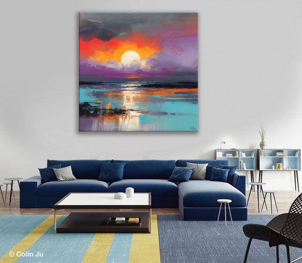 Large Landscape Painting for Living Room, Original Abstract Landscape Wall Art, Landscape Canvas Art, Hand Painted Canvas Paintings-ArtWorkCrafts.com