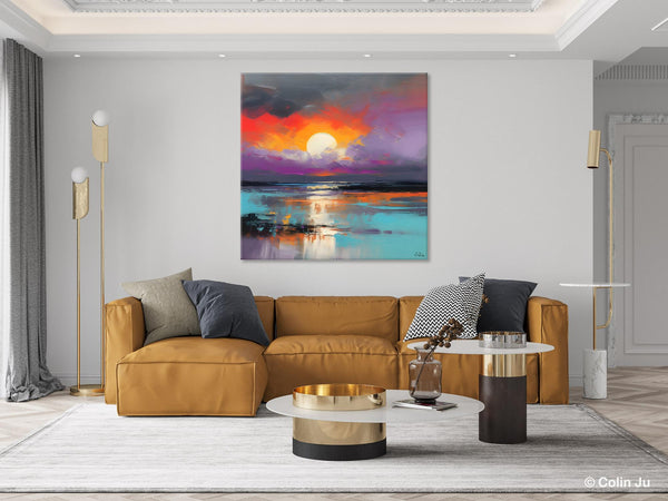 Large Landscape Painting for Living Room, Original Abstract Landscape Wall Art, Landscape Canvas Art, Hand Painted Canvas Paintings-ArtWorkCrafts.com