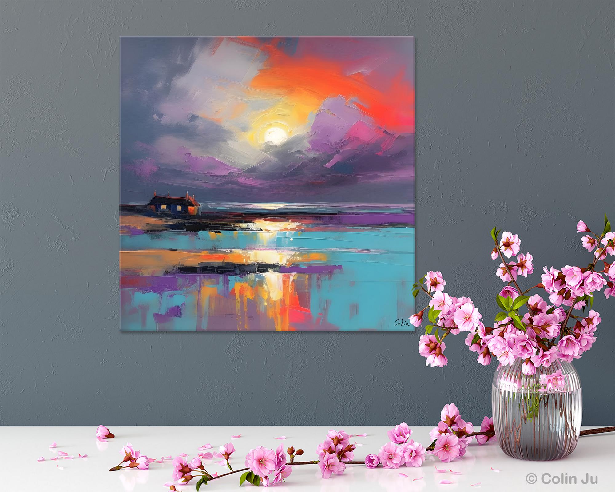 Original Abstract Landscape Wall Art, Landscape Canvas Art, Large Landscape Painting for Living Room, Hand Painted Canvas Paintings-ArtWorkCrafts.com