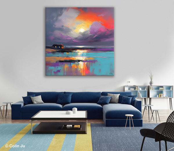 Original Abstract Landscape Wall Art, Landscape Canvas Art, Large Landscape Painting for Living Room, Hand Painted Canvas Paintings-ArtWorkCrafts.com