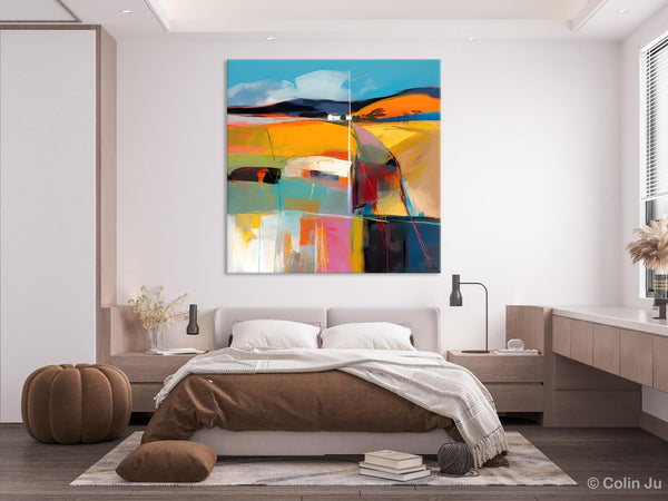 Acrylic Painting for Living Room, Contemporary Abstract Landscape Artwork, Oversized Wall Art Paintings, Original Modern Paintings on Canvas-ArtWorkCrafts.com