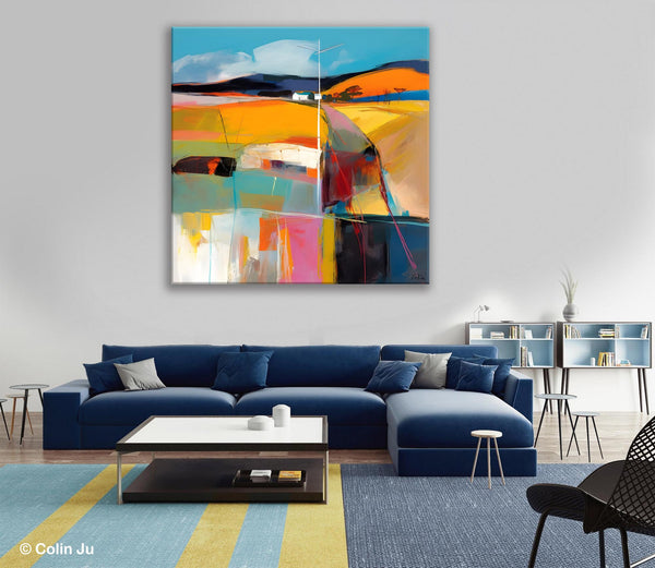 Acrylic Painting for Living Room, Contemporary Abstract Landscape Artwork, Oversized Wall Art Paintings, Original Modern Paintings on Canvas-ArtWorkCrafts.com