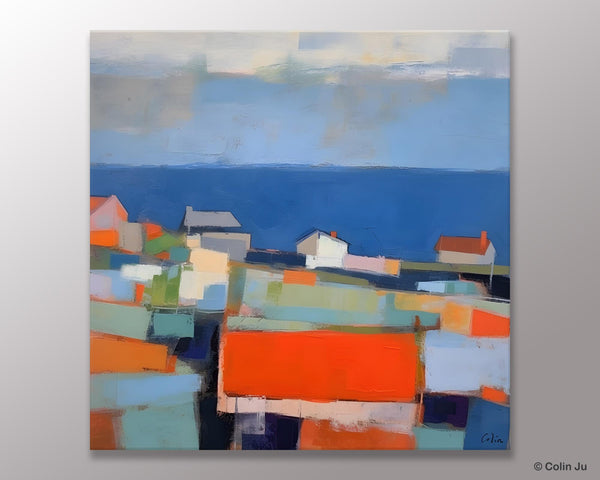 Large Art Painting for Living Room, Original Landscape Canvas Art, Oversized Landscape Wall Art Paintings, Contemporary Acrylic Painting on Canvas-ArtWorkCrafts.com