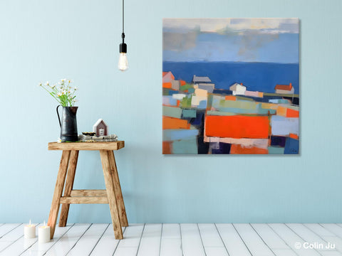 Large Art Painting for Living Room, Original Landscape Canvas Art, Oversized Landscape Wall Art Paintings, Contemporary Acrylic Painting on Canvas-ArtWorkCrafts.com