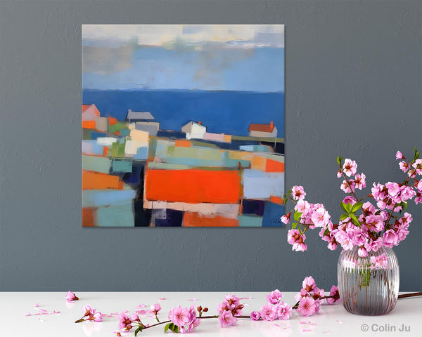Large Art Painting for Living Room, Original Landscape Canvas Art, Oversized Landscape Wall Art Paintings, Contemporary Acrylic Painting on Canvas-ArtWorkCrafts.com