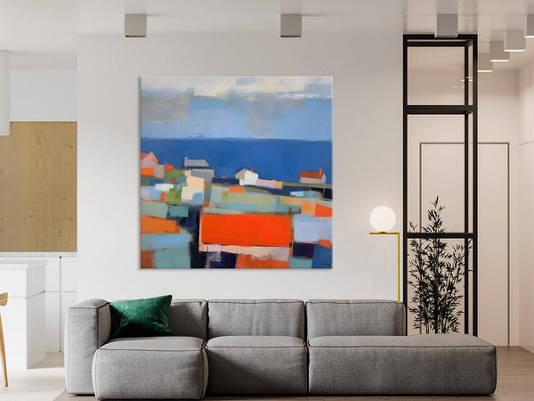 Large Art Painting for Living Room, Original Landscape Canvas Art, Oversized Landscape Wall Art Paintings, Contemporary Acrylic Painting on Canvas-ArtWorkCrafts.com