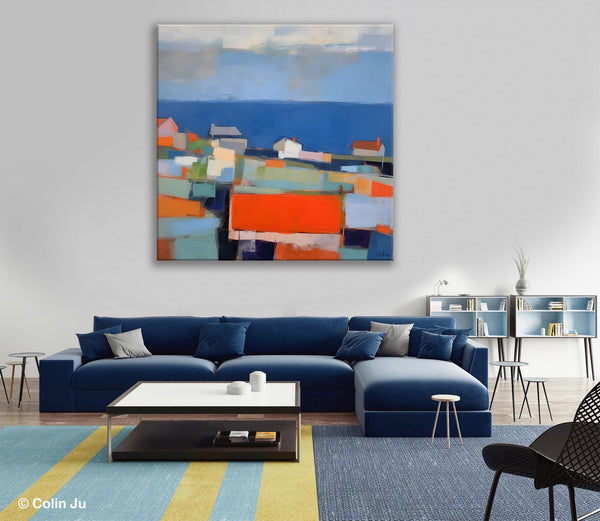 Large Art Painting for Living Room, Original Landscape Canvas Art, Oversized Landscape Wall Art Paintings, Contemporary Acrylic Painting on Canvas-ArtWorkCrafts.com