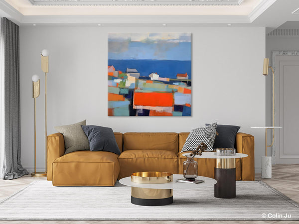 Large Art Painting for Living Room, Original Landscape Canvas Art, Oversized Landscape Wall Art Paintings, Contemporary Acrylic Painting on Canvas-ArtWorkCrafts.com