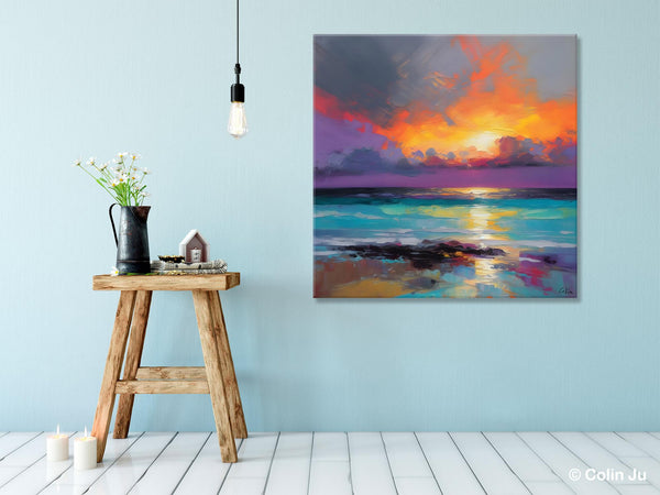 Extra Large Modern Wall Art, Landscape Canvas Paintings for Dining Room, Acrylic Painting on Canvas, Original Landscape Abstract Painting-ArtWorkCrafts.com