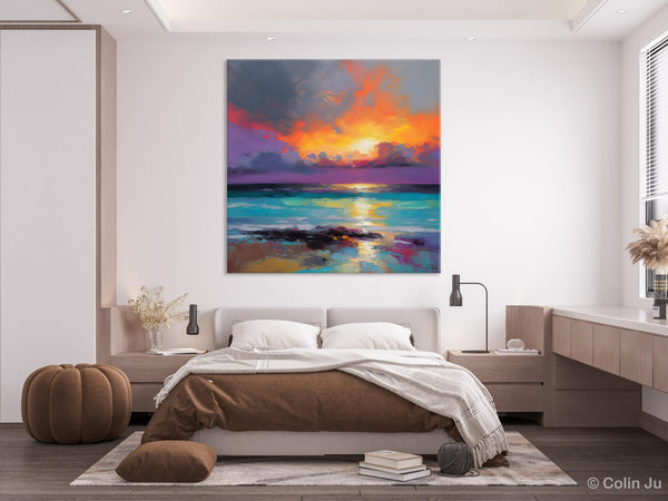 Extra Large Modern Wall Art, Landscape Canvas Paintings for Dining Room, Acrylic Painting on Canvas, Original Landscape Abstract Painting-ArtWorkCrafts.com