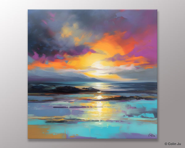 Large Art Painting for Living Room, Original Landscape Canvas Art, Contemporary Acrylic Painting on Canvas, Oversized Landscape Wall Art Paintings-ArtWorkCrafts.com