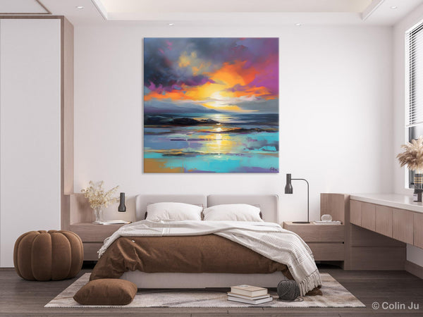 Large Art Painting for Living Room, Original Landscape Canvas Art, Contemporary Acrylic Painting on Canvas, Oversized Landscape Wall Art Paintings-ArtWorkCrafts.com