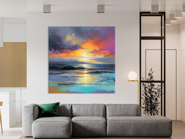 Large Art Painting for Living Room, Original Landscape Canvas Art, Contemporary Acrylic Painting on Canvas, Oversized Landscape Wall Art Paintings-ArtWorkCrafts.com