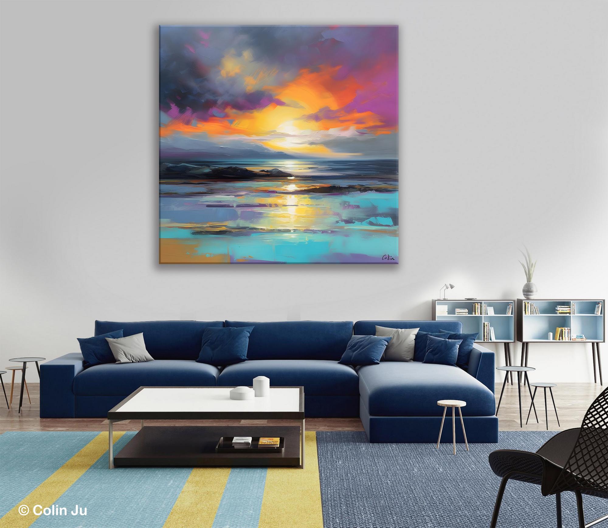 Large Art Painting for Living Room, Original Landscape Canvas Art, Contemporary Acrylic Painting on Canvas, Oversized Landscape Wall Art Paintings-ArtWorkCrafts.com