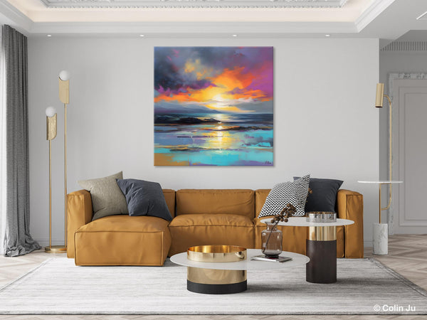 Large Art Painting for Living Room, Original Landscape Canvas Art, Contemporary Acrylic Painting on Canvas, Oversized Landscape Wall Art Paintings-ArtWorkCrafts.com