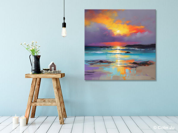 Abstract Landscape Painting for Living Room, Original Landscape Wall Art, Landscape Oil Paintings, Landscape Canvas Art, Hand Painted Canvas Art-ArtWorkCrafts.com