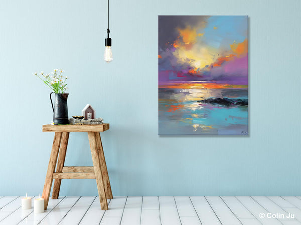 Oil Painting on Canvas, Extra Large Modern Wall Art, Landscape Canvas Paintings for Dining Room, Original Landscape Abstract Painting-ArtWorkCrafts.com