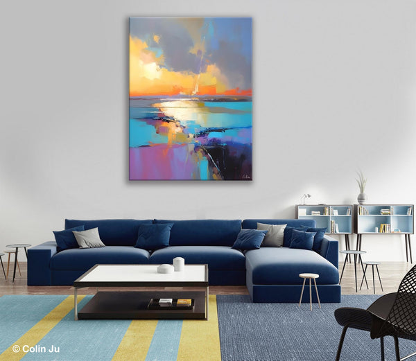 Original Modern Wall Art Painting, Canvas Painting for Living Room, Abstract Landscape Paintings, Oversized Contemporary Abstract Artwork-ArtWorkCrafts.com