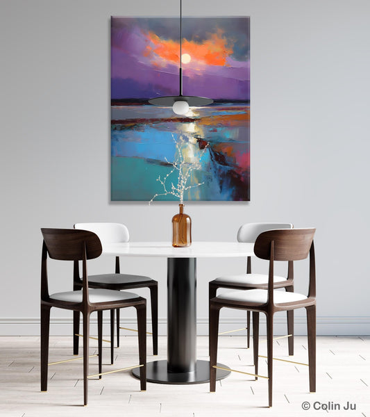 Extra Large Modern Wall Art, Landscape Canvas Paintings for Dining Room, Oil Painting on Canvas, Original Landscape Abstract Painting-ArtWorkCrafts.com