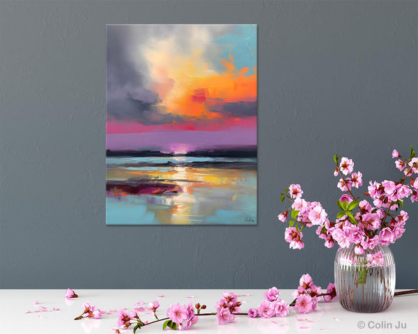 Canvas Painting for Living Room, Abstract Landscape Paintings, Original Modern Wall Art Painting, Oversized Contemporary Abstract Artwork-ArtWorkCrafts.com