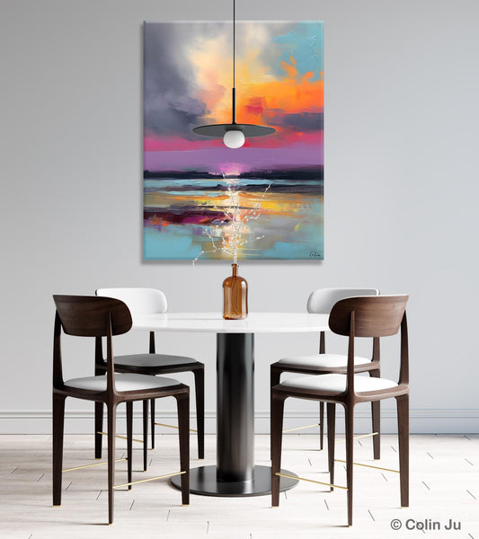 Canvas Painting for Living Room, Abstract Landscape Paintings, Original Modern Wall Art Painting, Oversized Contemporary Abstract Artwork-ArtWorkCrafts.com