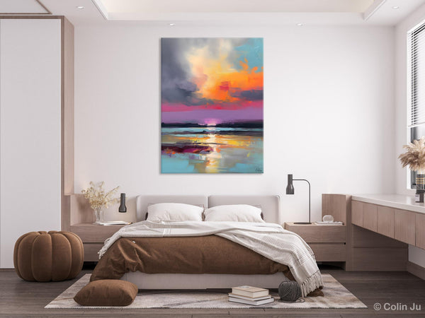 Canvas Painting for Living Room, Abstract Landscape Paintings, Original Modern Wall Art Painting, Oversized Contemporary Abstract Artwork-ArtWorkCrafts.com