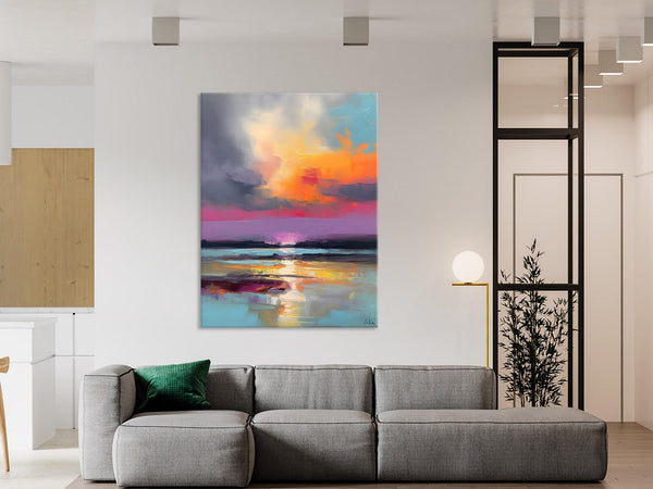 Canvas Painting for Living Room, Abstract Landscape Paintings, Original Modern Wall Art Painting, Oversized Contemporary Abstract Artwork-ArtWorkCrafts.com