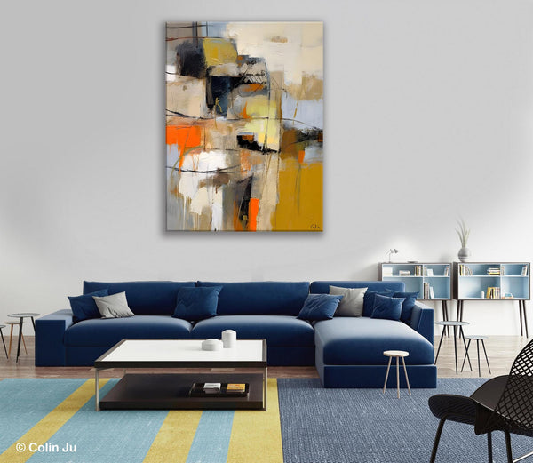 Acrylic Abstract Painting Behind Sofa, Large Painting on Canvas, Living Room Wall Art Paintings, Original Abstract Painting on Canvas-ArtWorkCrafts.com